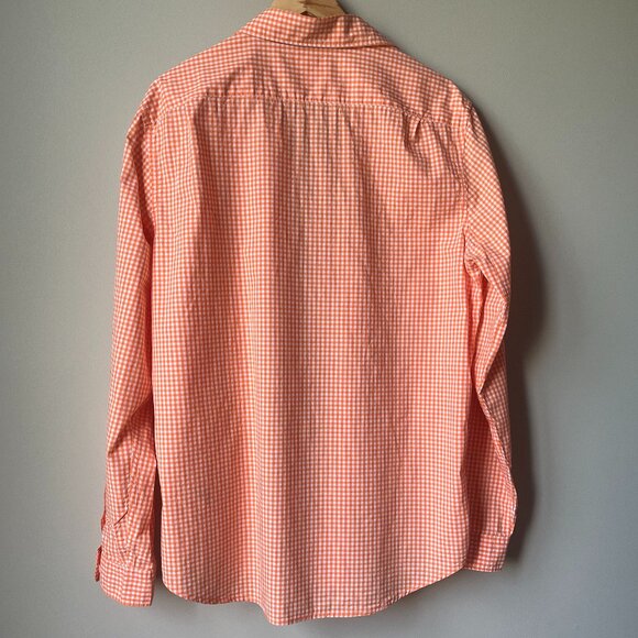 Joe Fresh Orange Ghingham pattern shirt size Large - Picture 2 of 4